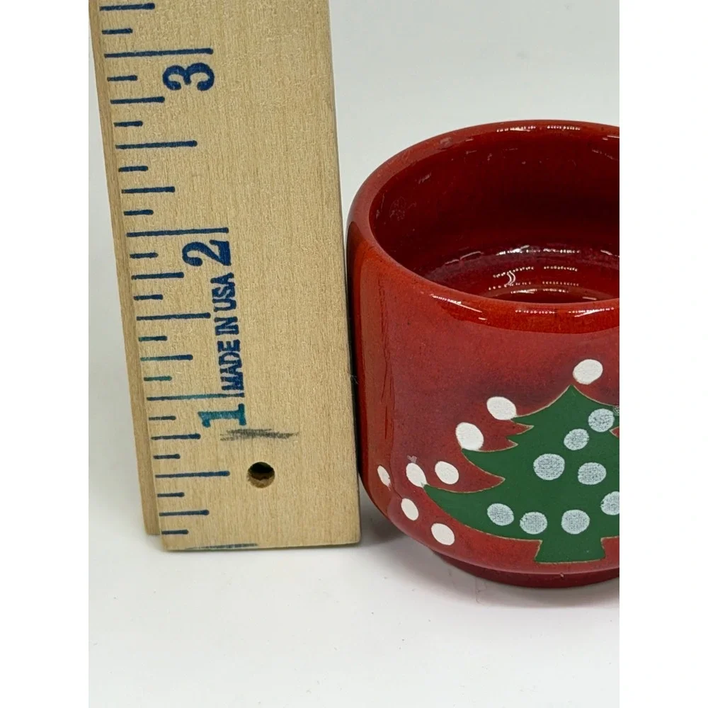 VTG Waechtersbach Christmas Tree Candle Holder Red‎ Ceramic Spain Holiday Decor